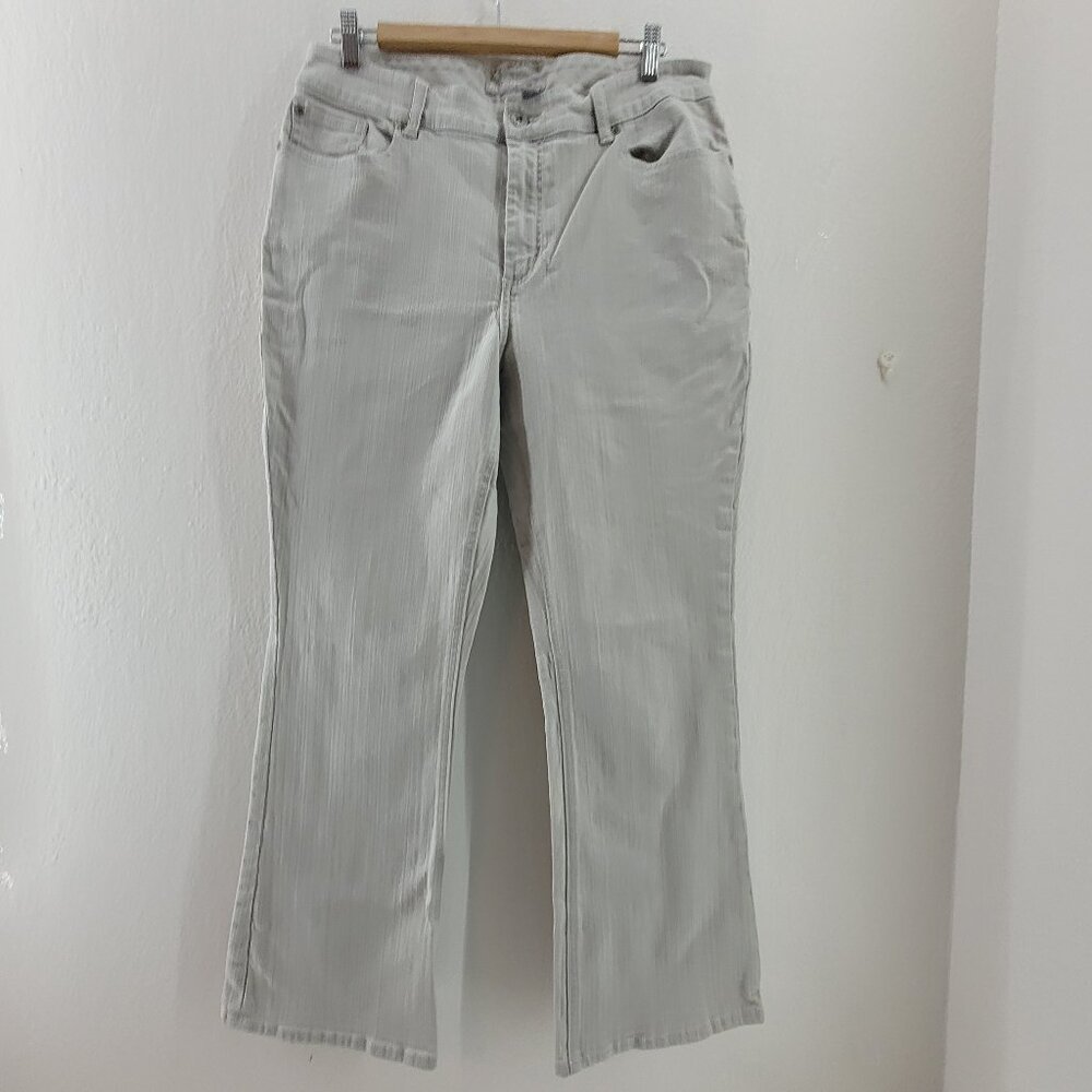 Chicos 2S Platinum Jeans Women's US 12S Beige Denim 5 Pocket Boot Cut 32x29